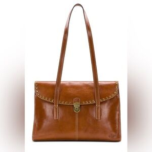 COPY - NWOT Patricia Nash Verbania Satchel Purse Brown Leather Studded in Tan